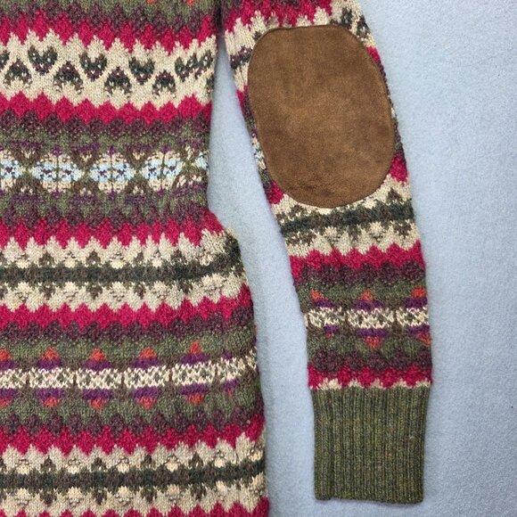 RRL Ralph Lauren Sweater Women 1 S Green Fair Isle Cardigan Duster Alpaca NEW - Picture 7 of 14